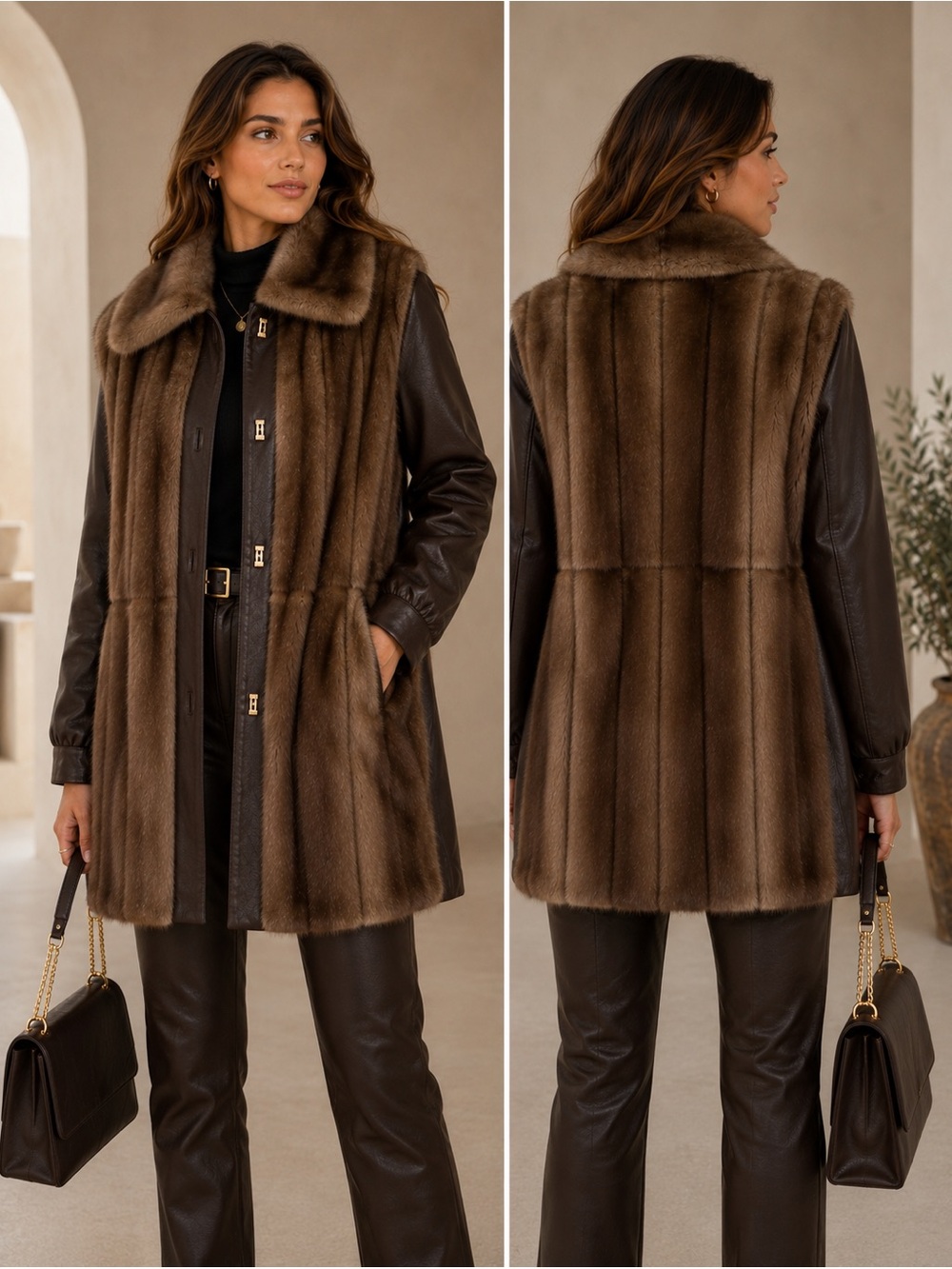 Vintage 1975 Mink and Genuine Leather Haeker Furriers Coat